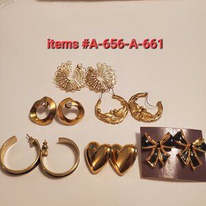 6 pair of beautiful Earrings, item # A656-A661,wt. 68 grams.